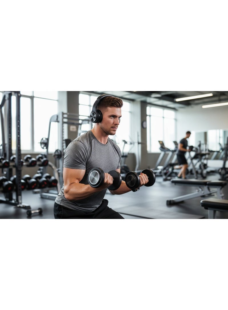 ريفرسونج سماعات رأس لاسلكية Riversong Audio L EA33 باللون الأسود – بلوتوث 5.0، مسافة تشغيل 10 متر، وقت شحن 2 ساعة، تشغيل 10 ساعات، مع دعم بطاقة TF، راديو FM، سماعات سلكية وكابل 3.5 مم، صوت ستيريو عالي الجودة - Image 4